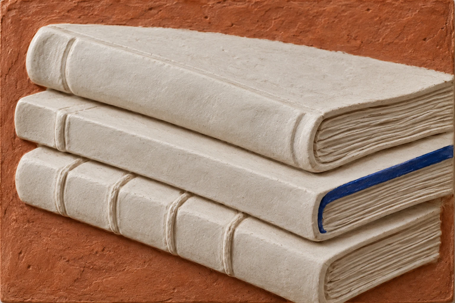 Relieve cerámico de revistas imaginarias sin códigos ni cabeceras reales; no representa una licencia o permiso de reproducción.