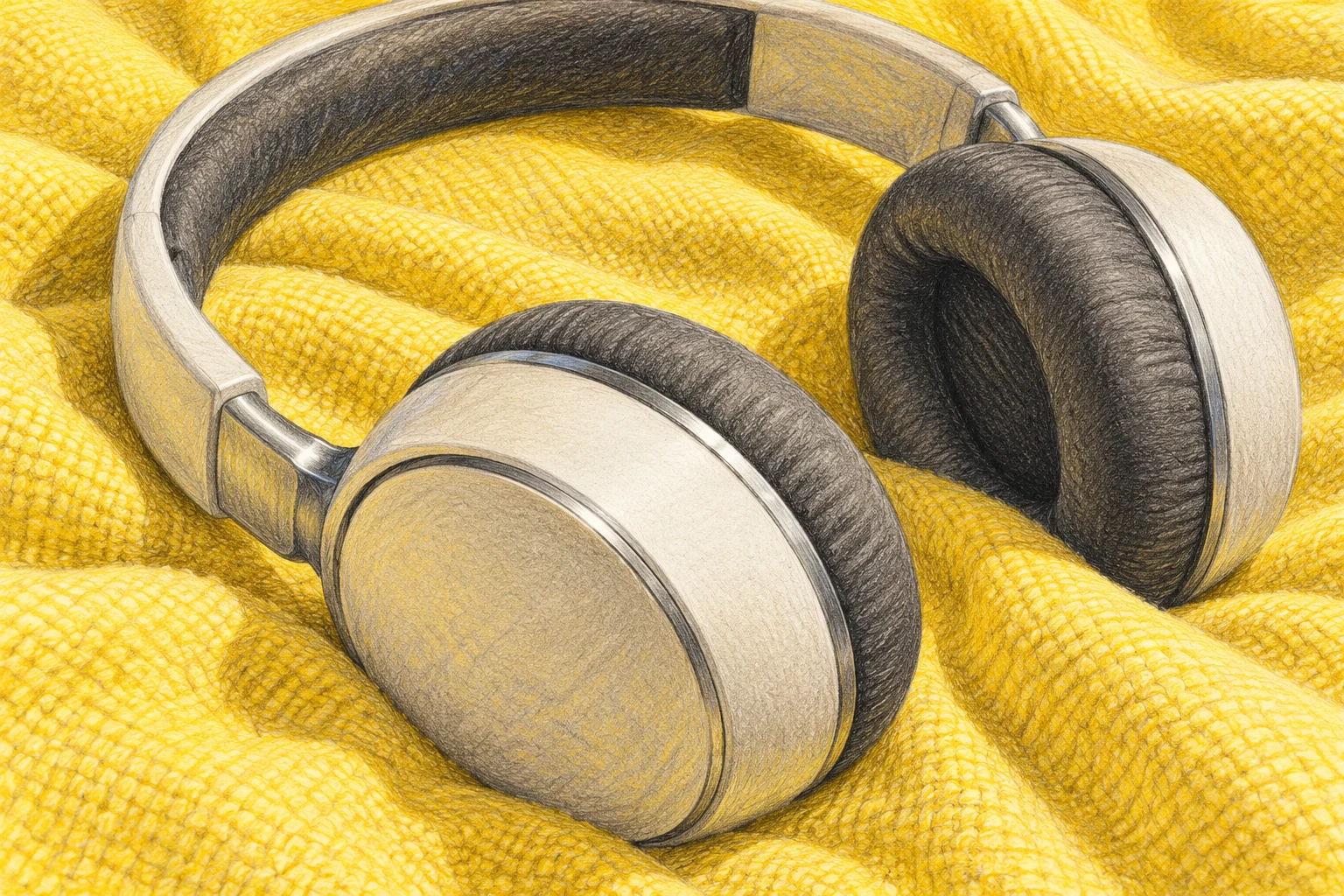 Auriculares genéricos dibujados con IA; contexto de reproducción audiovisual, sin prueba de un dispositivo.