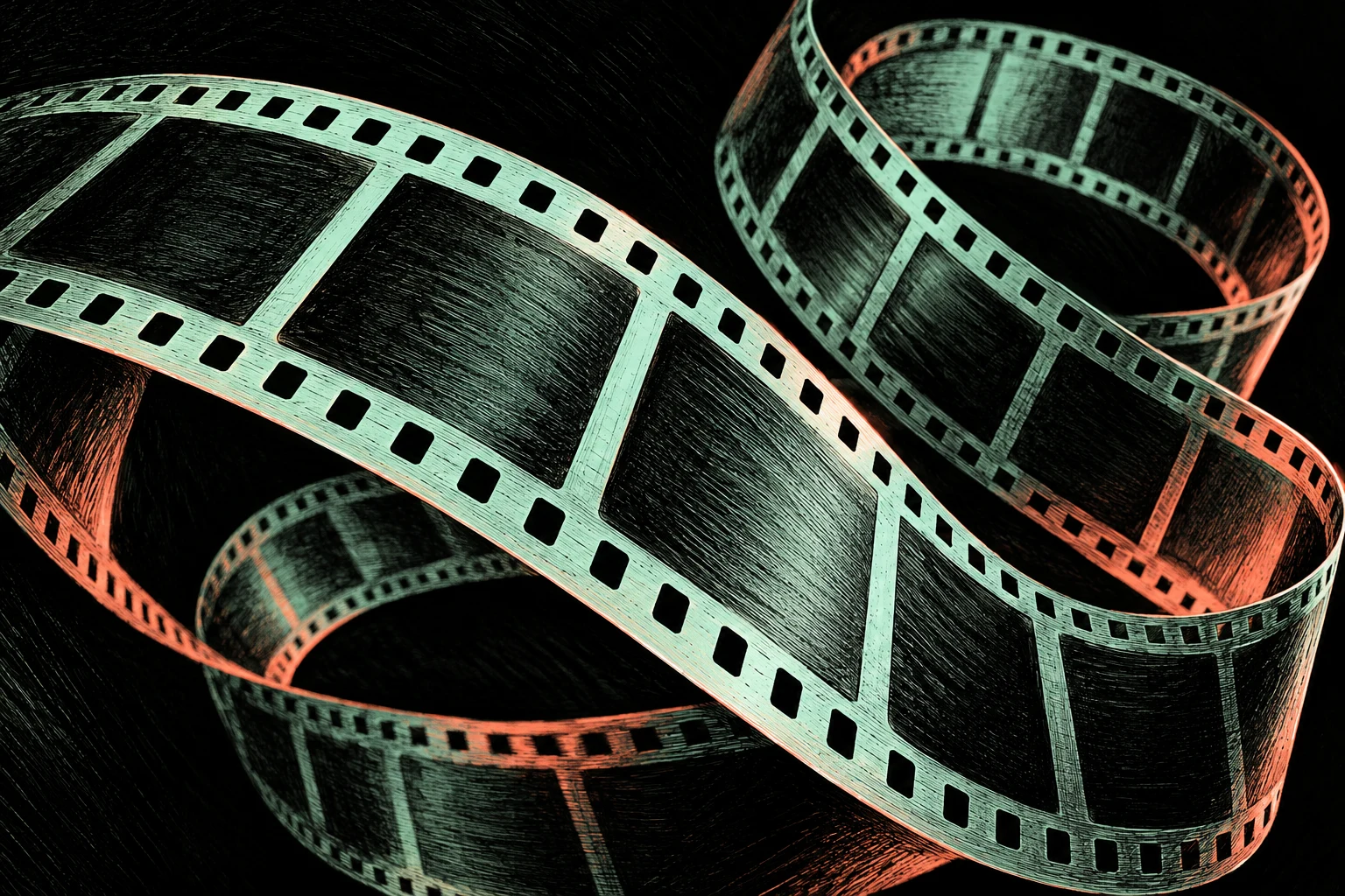 Tiras abstractas sin fotogramas, grabado IA sobre episodios registrados sin historial real.