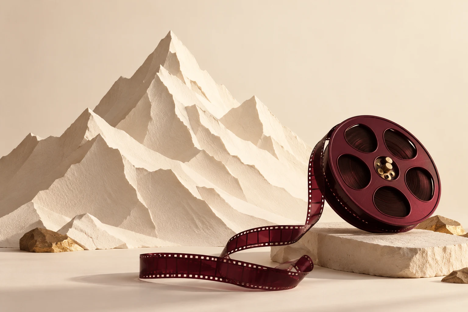 Montaña de papel y bobina, ilustración conceptual sin documentar una expedición.